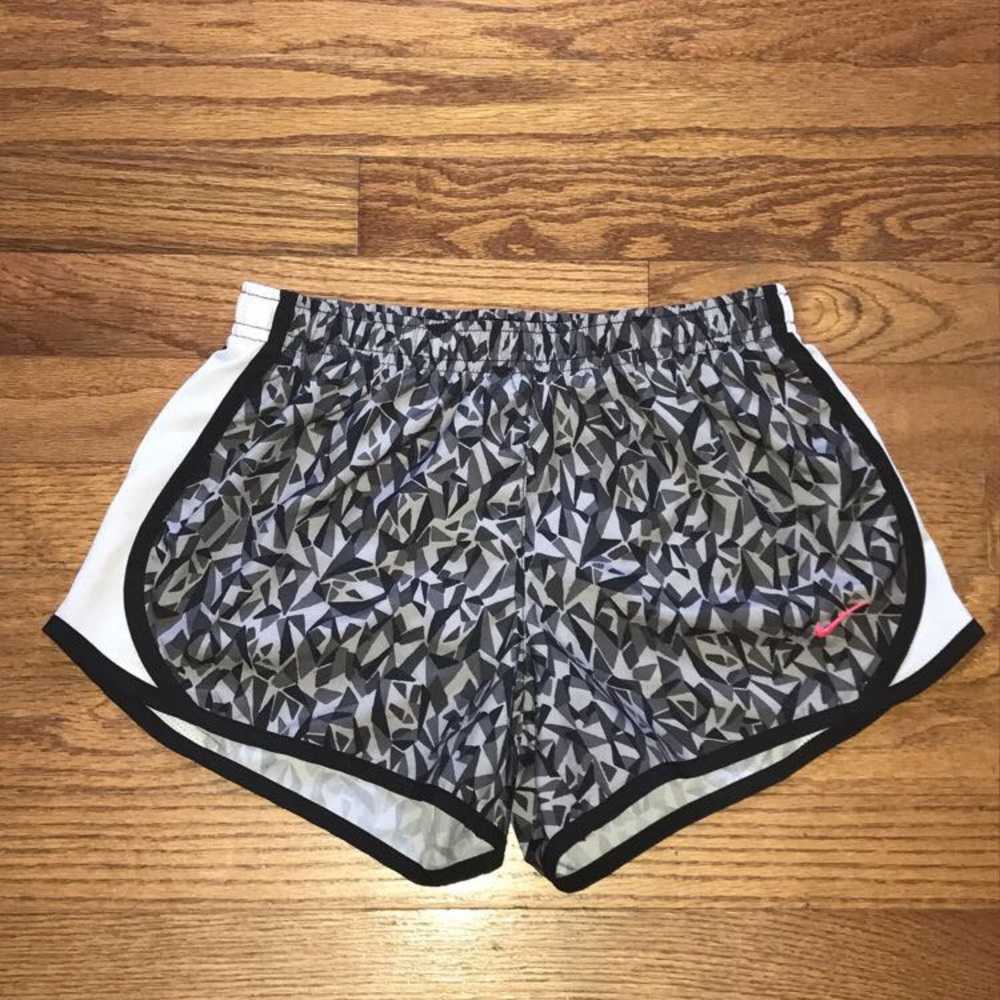 Black and white running shorts
